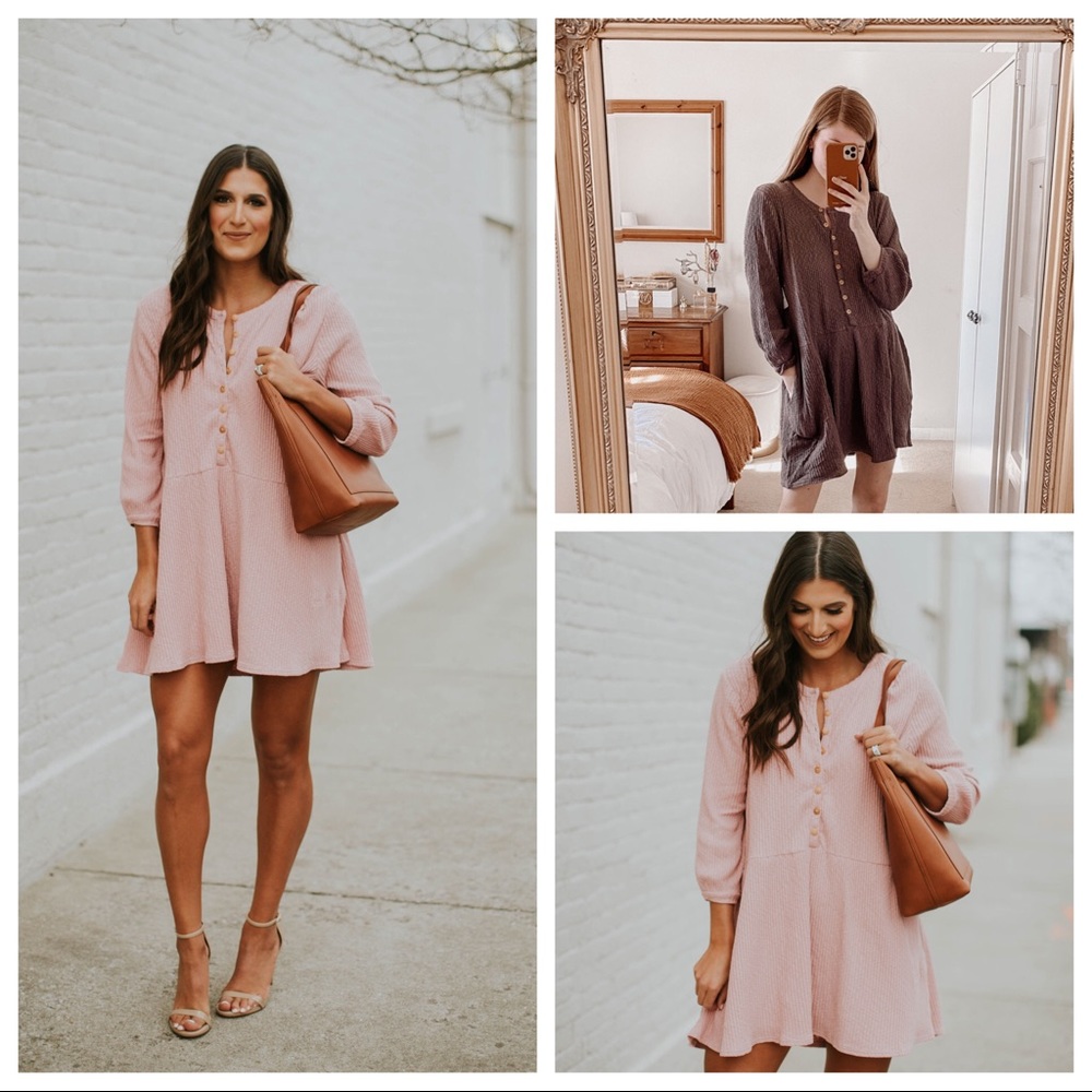 FREE PEOPLE BOHO HENLEY FLOWY KNIT DRESS A3C - Picture 12 of 16